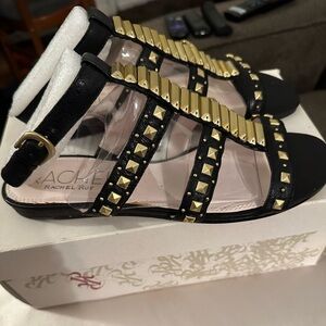 Rachel Roy Shera black and gold sandals. Size 9